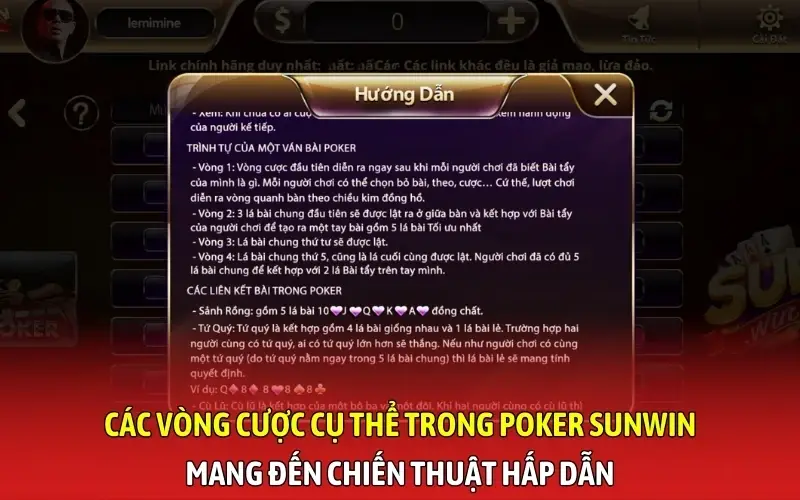 Các vòng cược cụ thể trong Poker SunWin mang đến chiến thuật hấp dẫn